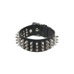Black Spiked Leather Choker 232720F023006