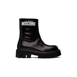 Black Rubber Logo Ankle Boots 232720F113001