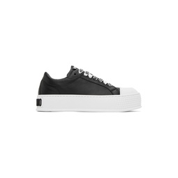 Black Faux Leather Sneakers 232720F128001