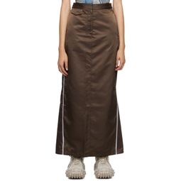 Brown Two Pocket Maxi Skirt 232731F093004
