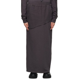 Gray Layered Maxi Skirt 232731F093005