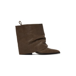Brown Detachable Warmer Western Boots 232731F113004