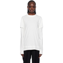 White Layered Long Sleeve T Shirt 232732F110001