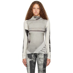 Gray Sculpted Long Sleeve T Shirt 232752F110003