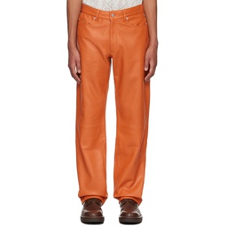 Orange Billy Leather Pants 232756M189000