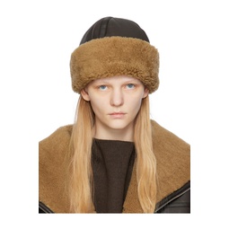 Brown Shearling Hat 232771F014005