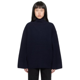 Navy Wrapped Turtleneck 232771F099007