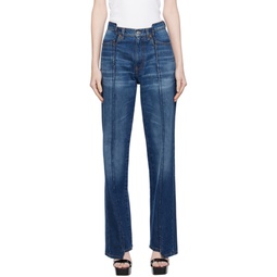 Blue Deconstructed Jeans 232784F069006