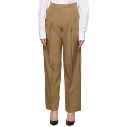 Tan Front Pleat Trousers 232784F087000