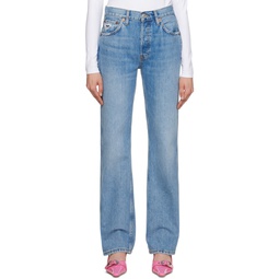 Blue High Rise Loose Jeans 232800F069020