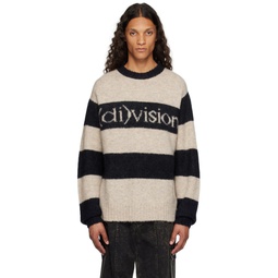 Navy   Off White Striped Sweater 232807M201005