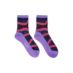 Purple Stripe Socks 232809F076001