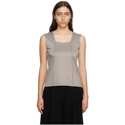 Gray Tucked Square Tank Top 232809F111000