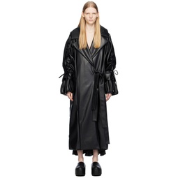 Black Grown By Nature Faux Leather Coat 232844F059000