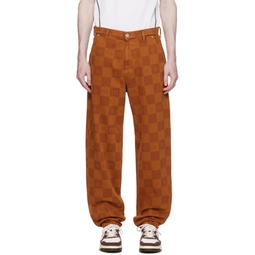 Brown Checkerboard Jeans 232844M186000