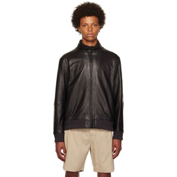 Black Harrington Leather Jacket 232875M175000