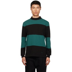 Black   Blue Striped Long Sleeve T Shirt 232876M205000
