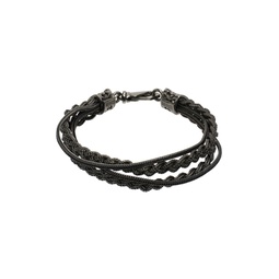 Black Double Braided Bracelet 232883M142001
