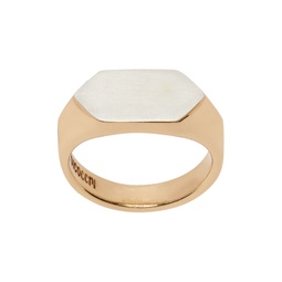 Gold Scratched Signet Ring 232883M147006