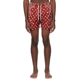 Red Bandana Paisley Swim Shorts 232886M208005