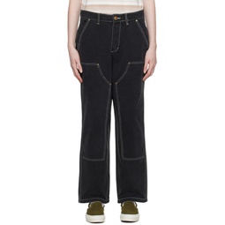 Black Double Knee Trousers 232888F087005