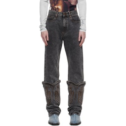 Black Mini Cowboy Jeans 232893M186020