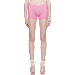 Pink Side Tie Shorts 232897F088001