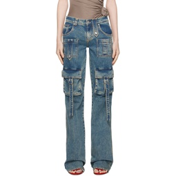 Blue Cargo Pocket Jeans 232901F069002