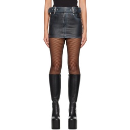 Black Belted Leather Miniskirt 232901F090002