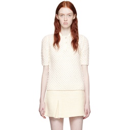 Off White Hand Crocheted Polo 232901F108002