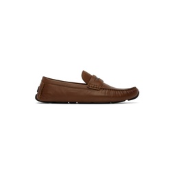 Brown Signature Coin Driver Loafers 232903M231007