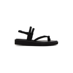 Black Pleats Strap Sandals 232941F124001