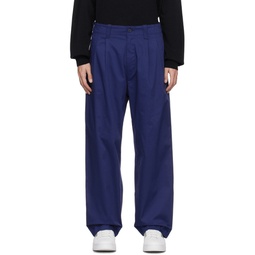 Blue Pleated Trousers 232951M191011