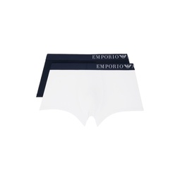 Two Pack Navy   White Boxer Briefs 232951M216000