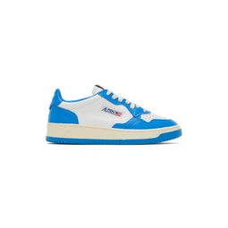 White   Blue Medalist Low Sneakers 232954M237015