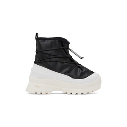 Black   White Faux Leather Boots 232964M255001