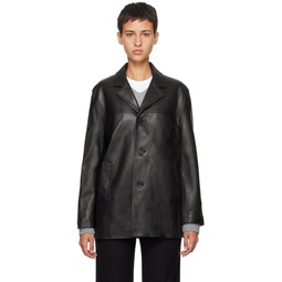 Black Half Leather Jacket 232965F064001