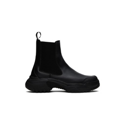 Black Faux Leather Chelsea Boots 232979M223001