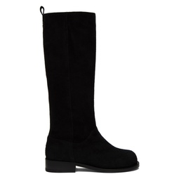 Black Suede Knee High Boots 232984F115000