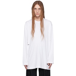 White Damaged Long Sleeve T Shirt 232984M213001