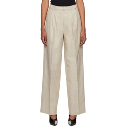 Beige Belted Trousers 232985F087006