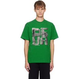 Green Printed T Shirt 232995M213017