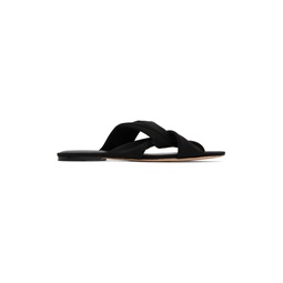 Black Loop Flat Sandals 232997F124001