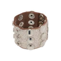 White   Tan Snap Leather Bracelet 232999F020000