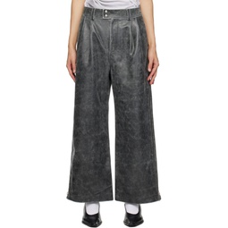 Gray Distressed Leather Pants 232999M189000