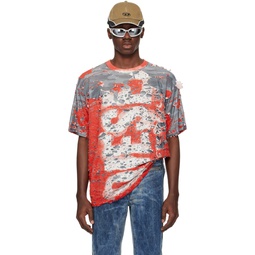 Red   Gray T Boxt Peel T Shirt 241001M213052