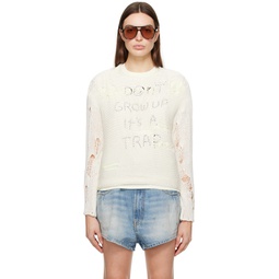 Off White Distressed Sweater 241021F096006