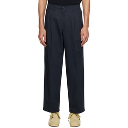 Navy Two Pleated Trousers 241028M191004