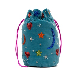 Blue Mini Embellished Pouch 241039F045000