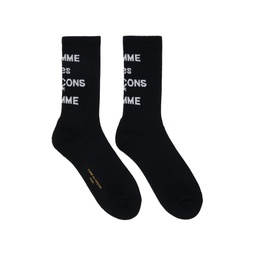Black Cotton Pile Logo Socks 241057M220001